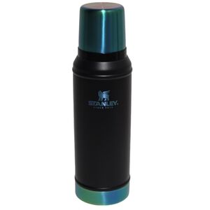 Stanley Black Stainless Steel Thermos with Iridescent Green-Blue Cap